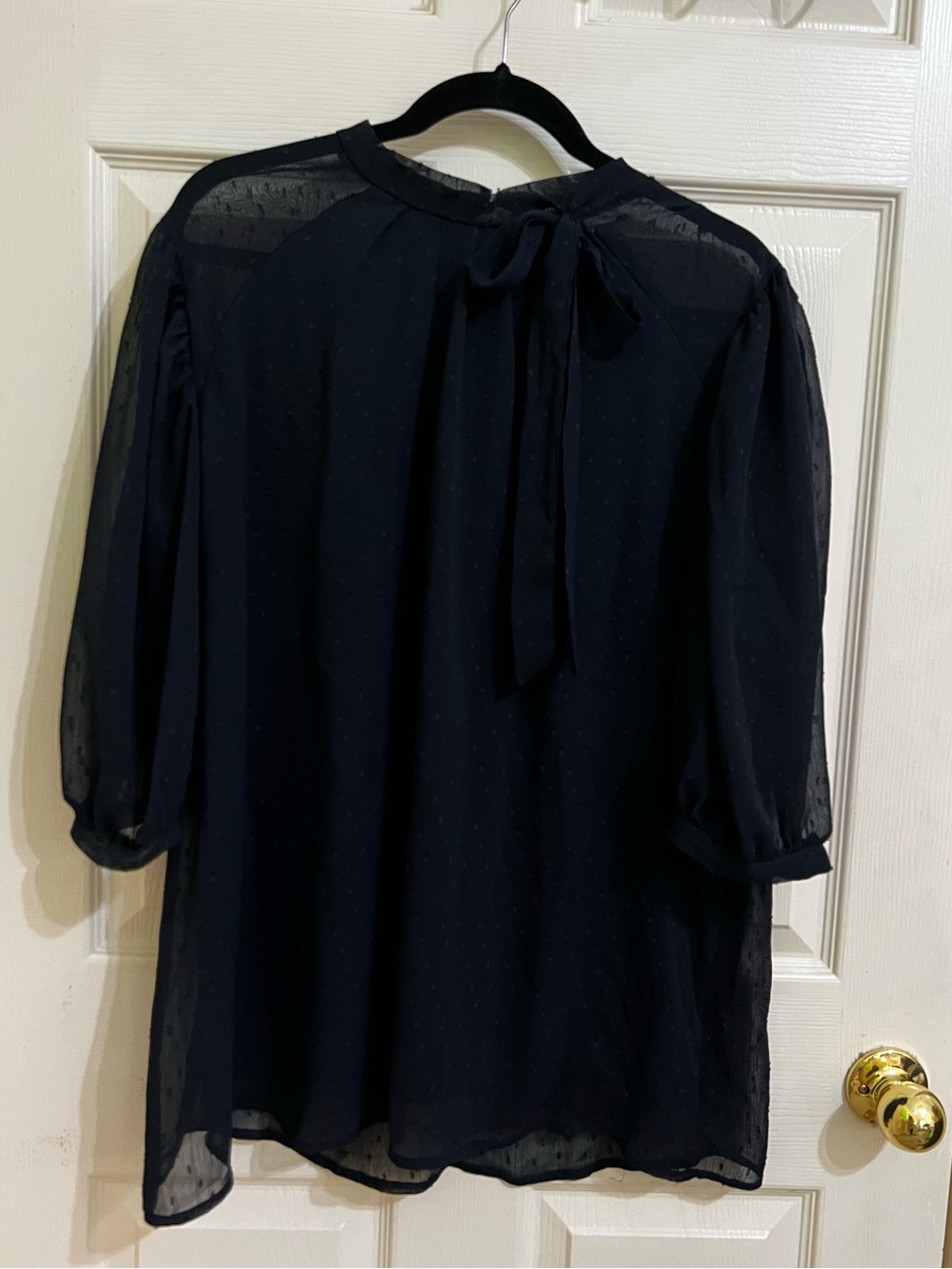 Shannon Ford New York Navy Blue Sheer Tie-Back Blouse